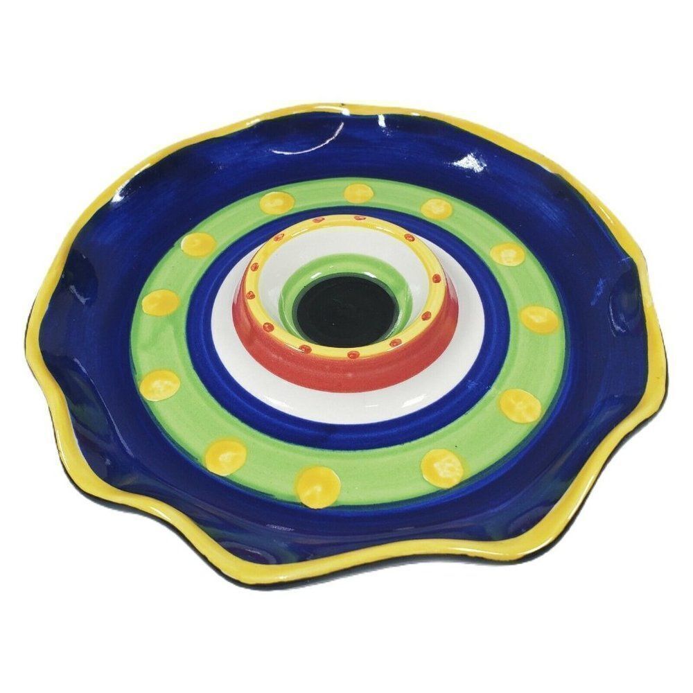 JCPenney Chilli Pepper Pattern Veggie Chip Dip Southwestern Party Platter Server